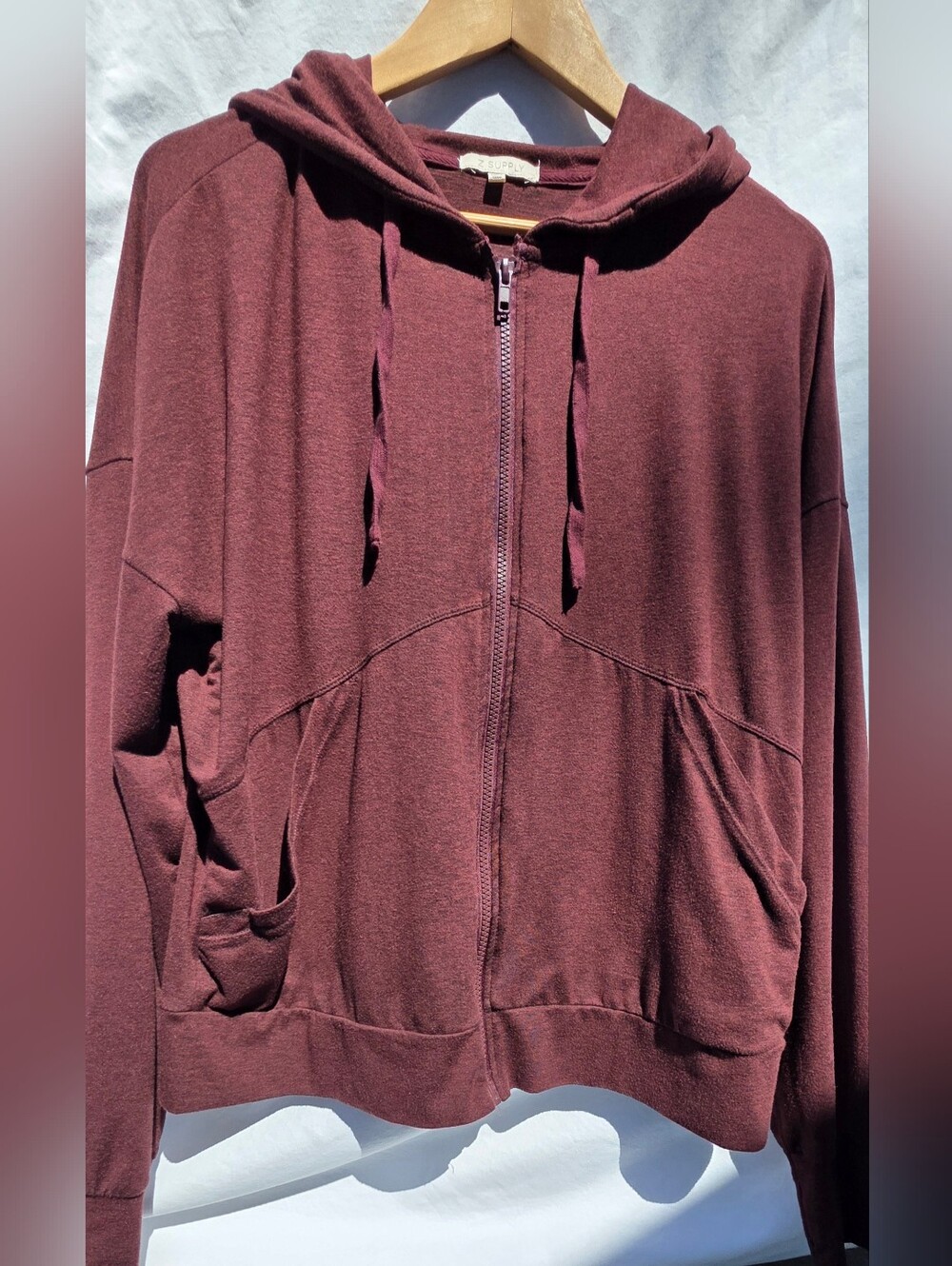 Z Supply Maroon Zip Hoodie
